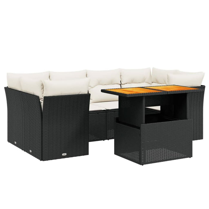 Set canapele de grădină cu perne, 7 piese, negru, poliratan - WALTI WALTI