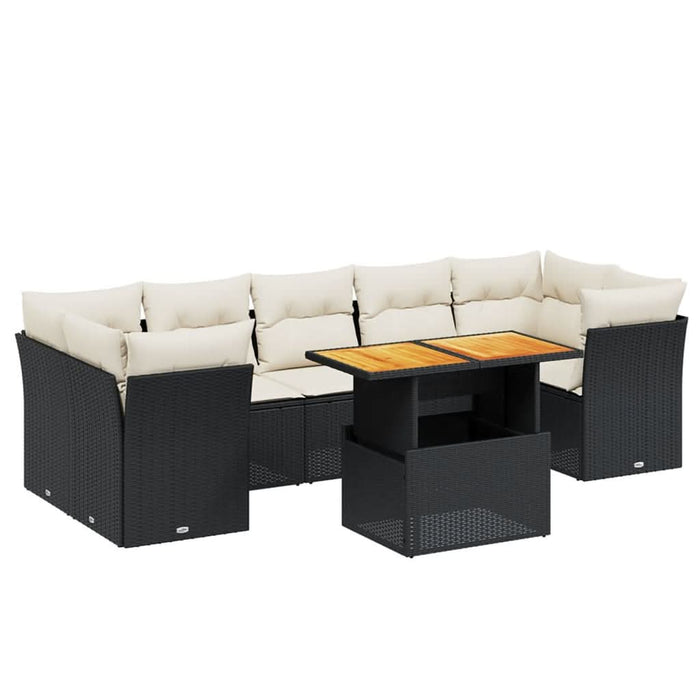 Set mobilier de grădină cu perne, 8 piese, negru, poliratan - WALTI WALTI