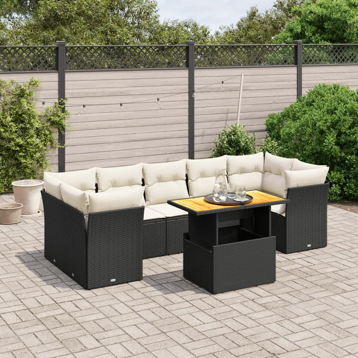 Set mobilier de grădină cu perne, 8 piese, negru, poliratan - WALTI WALTI