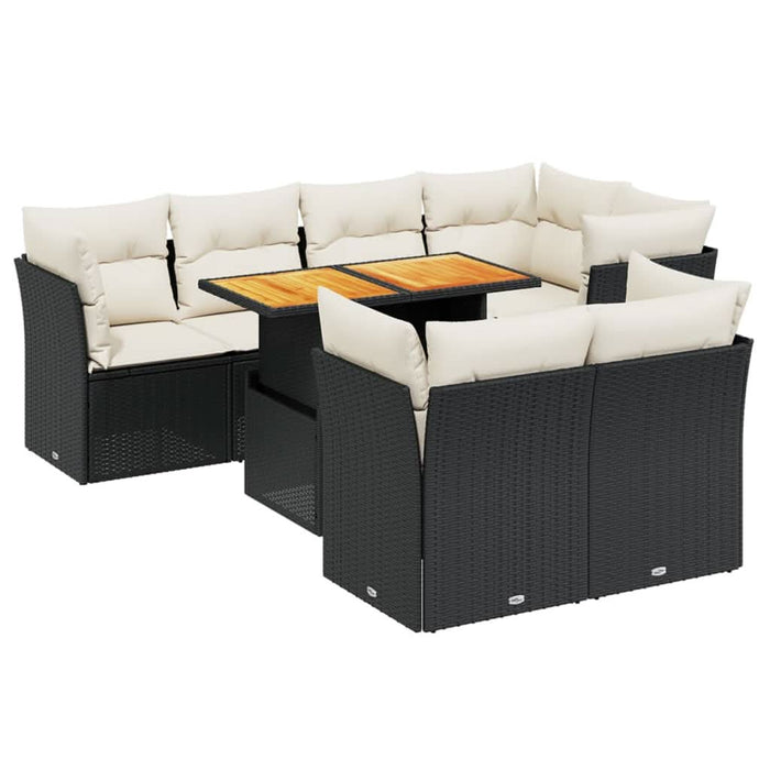 Set mobilier de grădină cu perne, 8 piese, negru, poliratan - WALTI WALTI