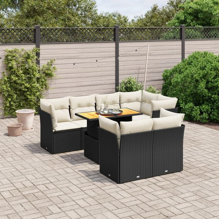 Set mobilier de grădină cu perne, 8 piese, negru, poliratan - WALTI WALTI