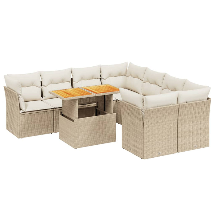 Set canapele de grădină, 9 piese, cu perne, bej, poliratan - WALTI WALTI