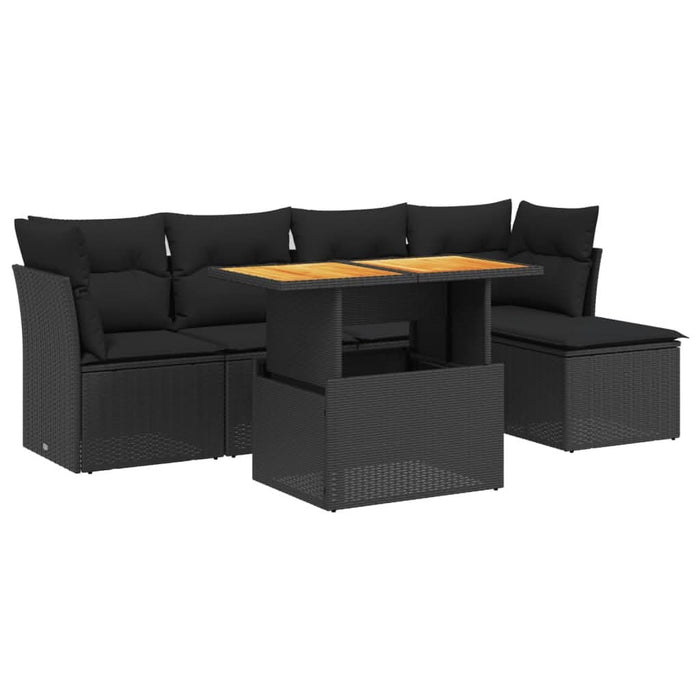 Set mobilier de grădină cu perne, 6 piese, negru, poliratan - WALTI WALTI