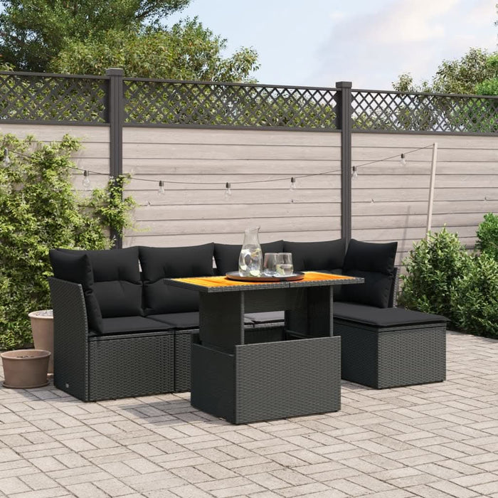 Set mobilier de grădină cu perne, 6 piese, negru, poliratan - WALTI WALTI