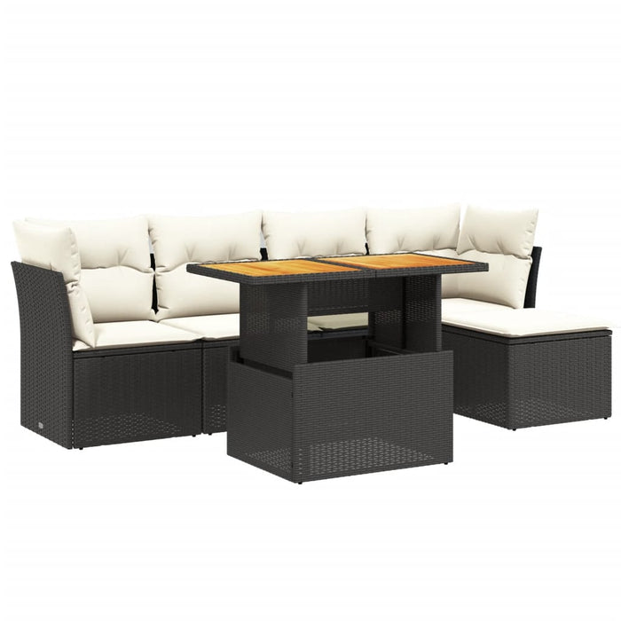 Set mobilier de grădină cu perne, 6 piese, negru, poliratan - WALTI WALTI