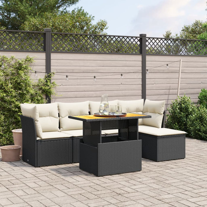 Set mobilier de grădină cu perne, 6 piese, negru, poliratan - WALTI WALTI
