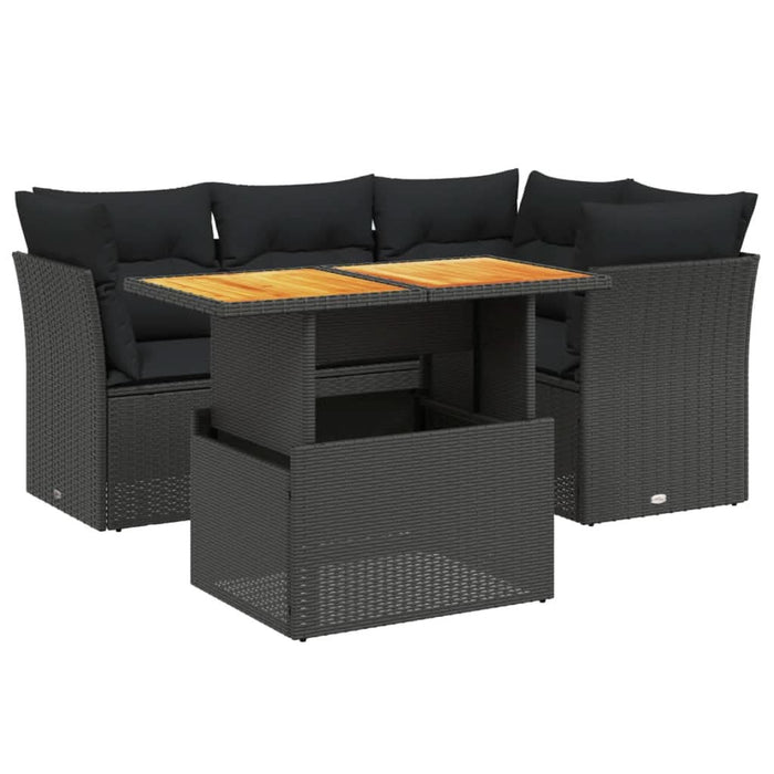 Set mobilier de grădină cu perne, 5 piese, negru, poliratan - WALTI WALTI