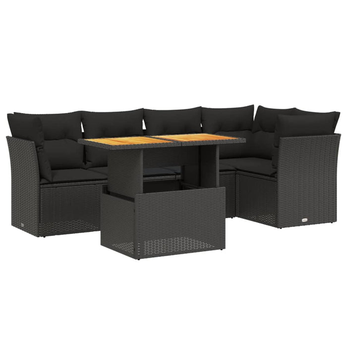 Set mobilier de grădină cu perne, 5 piese, negru, poliratan WALTI