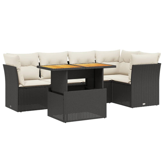 Set mobilier de grădină cu perne, 5 piese, negru, poliratan WALTI
