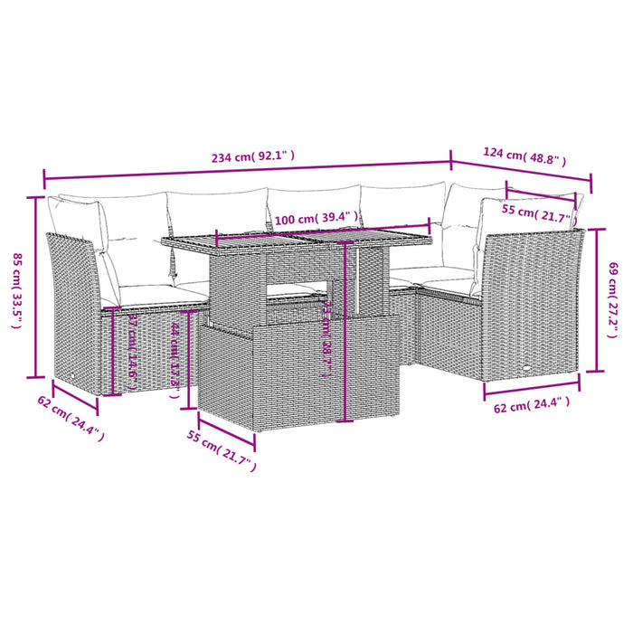 Set mobilier de grădină cu perne, 5 piese, negru, poliratan WALTI