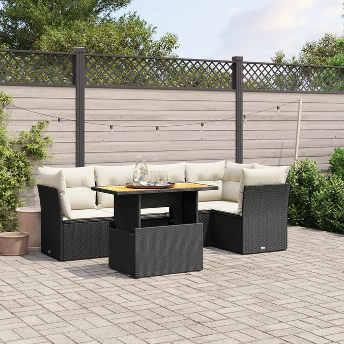 Set mobilier de grădină cu perne, 5 piese, negru, poliratan WALTI