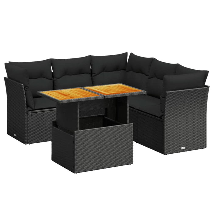 Set mobilier de grădină cu perne, 5 piese, negru, poliratan - WALTI WALTI