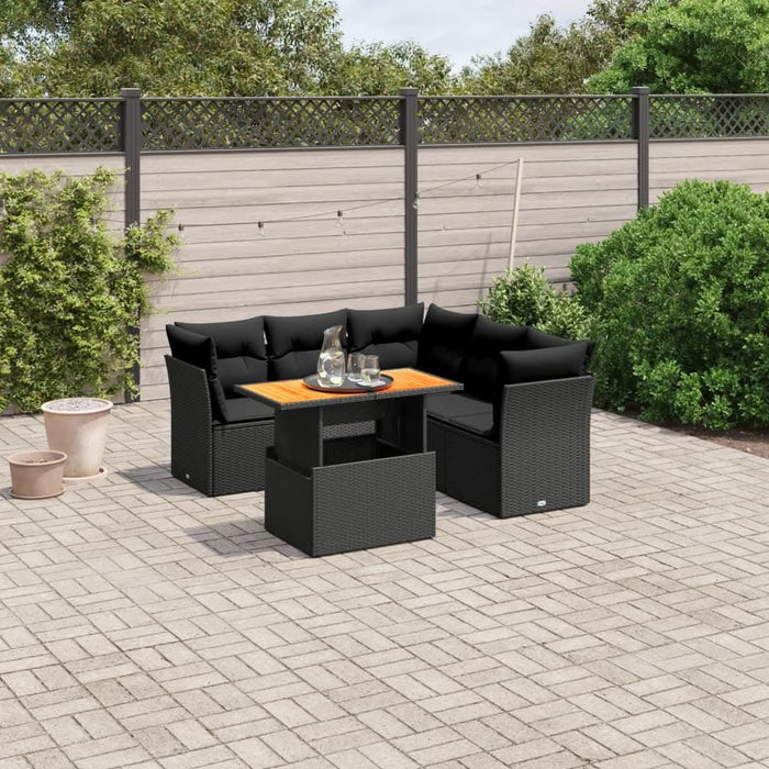Set mobilier de grădină cu perne, 5 piese, negru, poliratan - WALTI WALTI