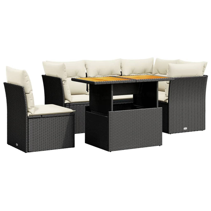 Set mobilier de grădină cu perne, 5 piese, negru, poliratan WALTI