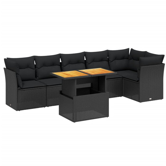 Set canapele de grădină cu perne, 7 piese, negru, poliratan - WALTI WALTI