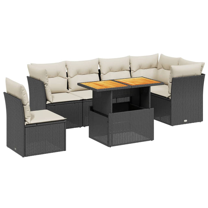 Set canapele de grădină cu perne, 7 piese, negru, poliratan - WALTI WALTI