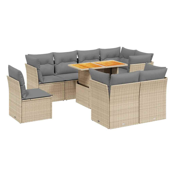 Set canapele de grădină, 9 piese, cu perne, bej, poliratan - WALTI WALTI