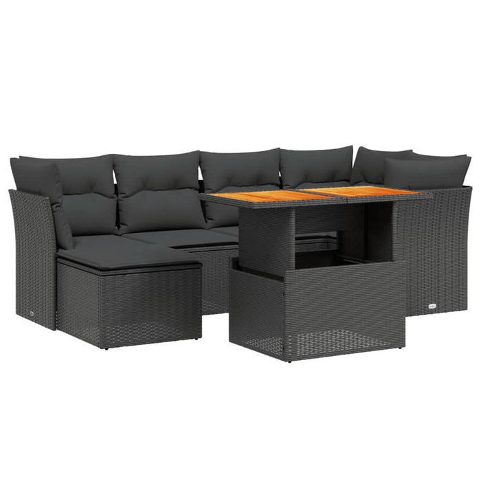 Set canapele de grădină cu perne, 7 piese, negru, poliratan - WALTI WALTI