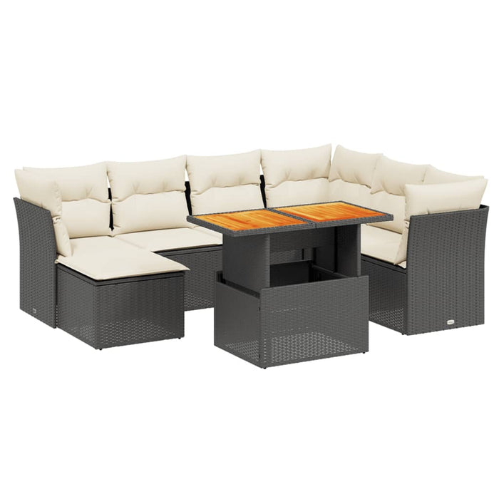 Set mobilier de grădină cu perne, 8 piese, negru, poliratan - WALTI WALTI
