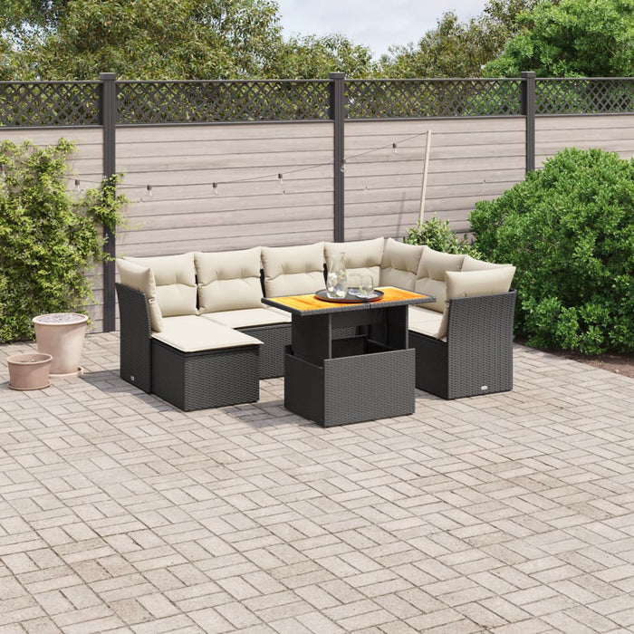 Set mobilier de grădină cu perne, 8 piese, negru, poliratan - WALTI WALTI