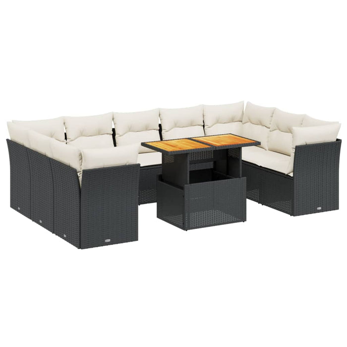 Set canapele de grădină cu perne, 10 piese, negru, poliratan - WALTI WALTI