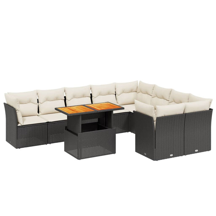 Set canapele de grădină cu perne, 10 piese, negru, poliratan - WALTI WALTI