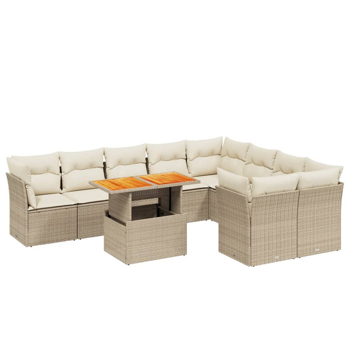 Set canapele de grădină cu perne, 10 piese, bej, poliratan WALTI
