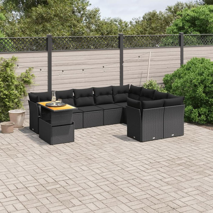 Set canapele de grădină cu perne, 10 piese, negru, poliratan - WALTI WALTI