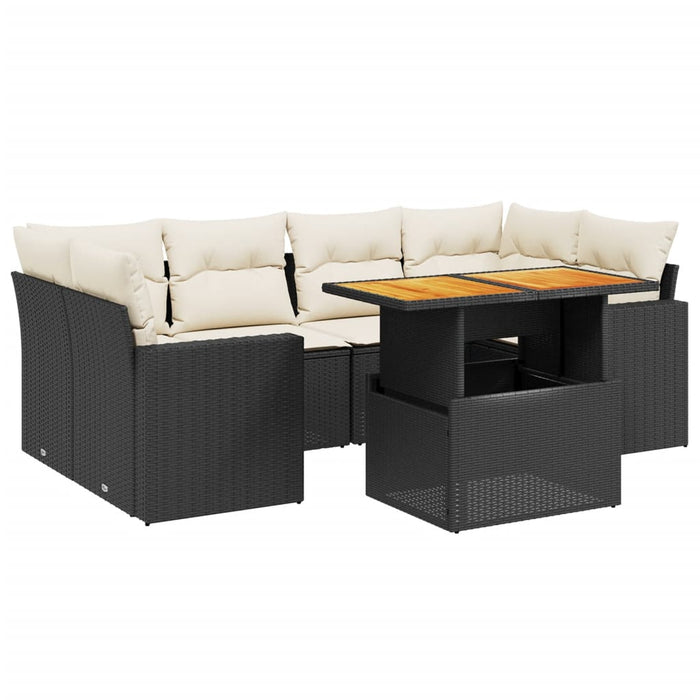 Set canapele de grădină cu perne, 7 piese, negru, poliratan - WALTI WALTI