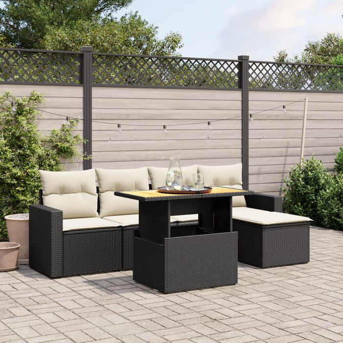Set mobilier de grădină cu perne, 6 piese, negru, poliratan - WALTI WALTI