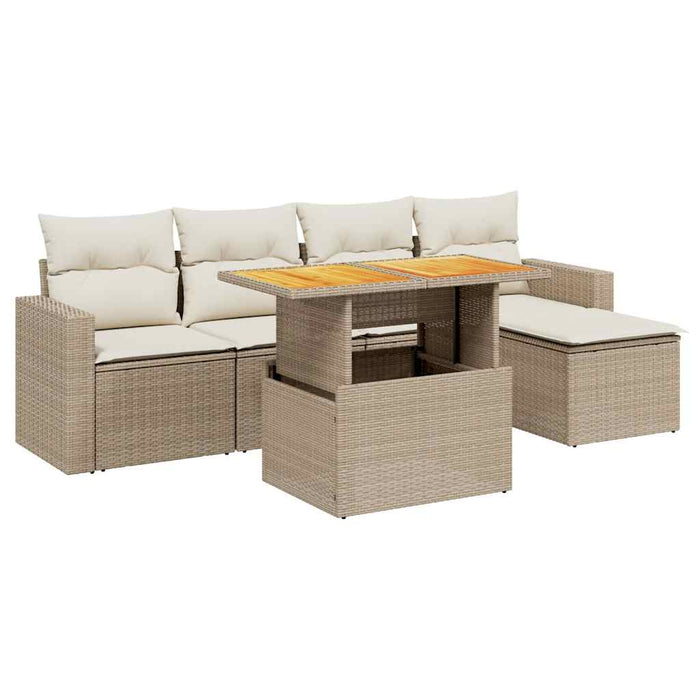 Set canapele de grădină cu perne, 6 piese, bej, poliratan WALTI