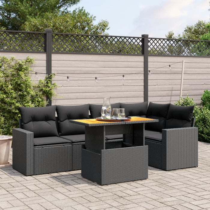 Set mobilier de grădină cu perne, 6 piese, negru, poliratan - WALTI WALTI