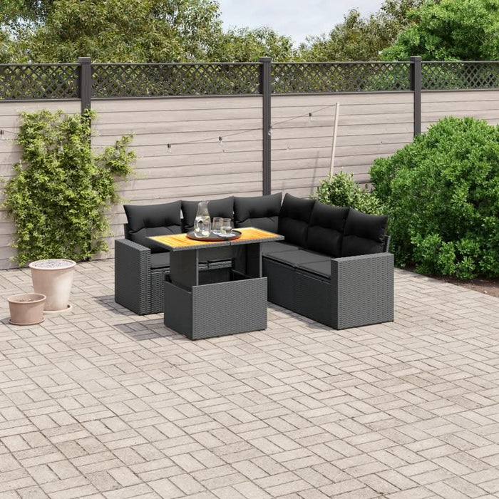 Set mobilier de grădină cu perne, 6 piese, negru, poliratan - WALTI WALTI