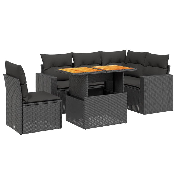 Set mobilier de grădină cu perne, 6 piese, negru, poliratan - WALTI WALTI