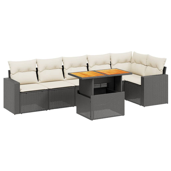 Set canapele de grădină cu perne, 7 piese, negru, poliratan - WALTI WALTI