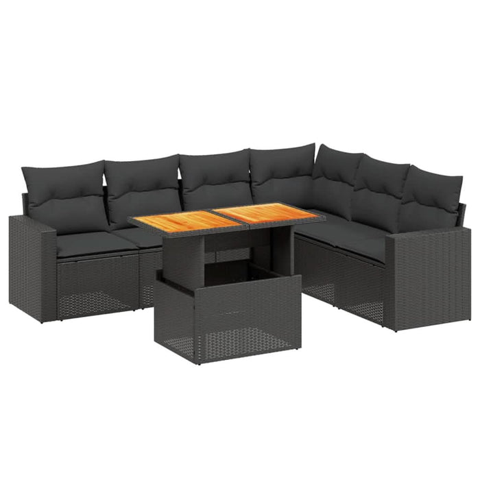 Set canapele de grădină cu perne, 7 piese, negru, poliratan - WALTI WALTI