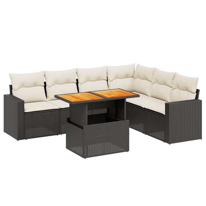 Set canapele de grădină cu perne, 7 piese, negru, poliratan - WALTI WALTI
