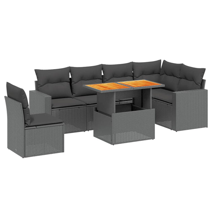 Set canapele de grădină cu perne, 7 piese, negru, poliratan - WALTI WALTI