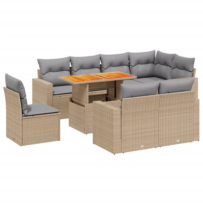 Set canapele de grădină, 9 piese, cu perne, bej, poliratan - WALTI WALTI