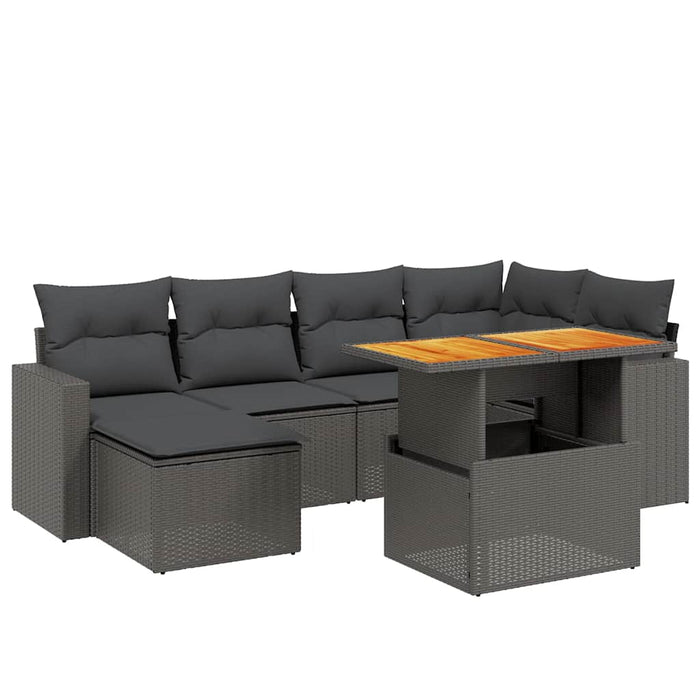 Set canapele de grădină cu perne, 7 piese, negru, poliratan - WALTI WALTI