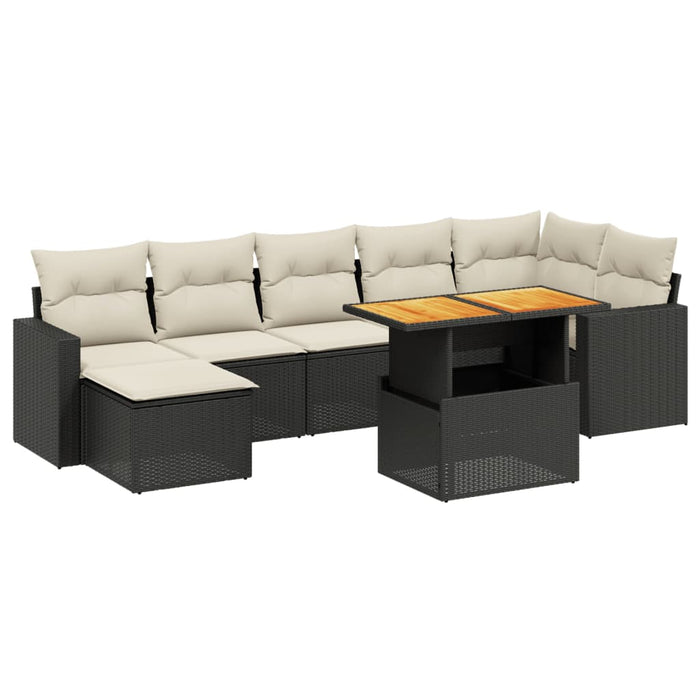 Set mobilier de grădină cu perne, 8 piese, negru, poliratan - WALTI WALTI