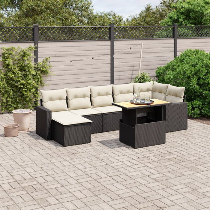 Set mobilier de grădină cu perne, 8 piese, negru, poliratan - WALTI WALTI