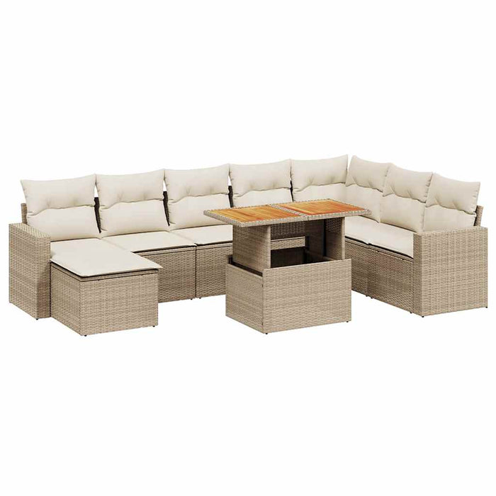 Set canapele de grădină, 9 piese, cu perne, bej, poliratan - WALTI WALTI