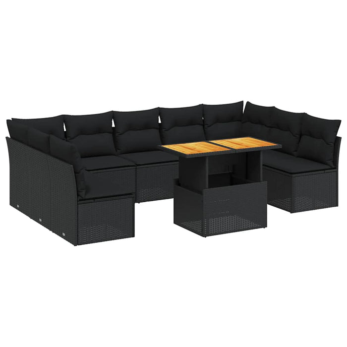 Set canapele de grădină cu perne, 10 piese, negru, poliratan - WALTI WALTI