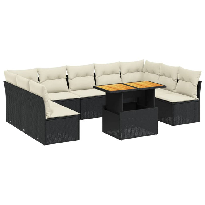 Set canapele de grădină cu perne, 10 piese, negru, poliratan - WALTI WALTI