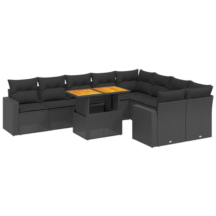 Set canapele de grădină cu perne, 10 piese, negru, poliratan - WALTI WALTI