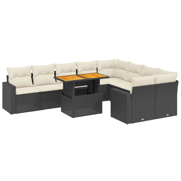 Set canapele de grădină cu perne, 10 piese, negru, poliratan - WALTI WALTI