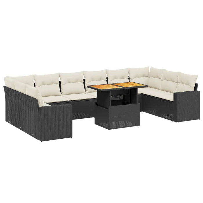 Set canapele de grădină cu perne, 11 piese, negru, poliratan - WALTI WALTI