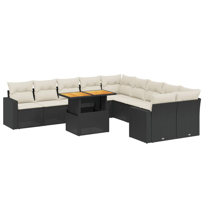 Set canapele de grădină cu perne, 11 piese, negru, poliratan - WALTI WALTI