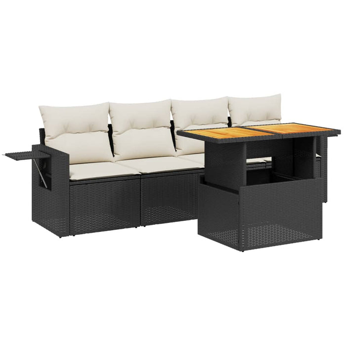 Set mobilier de grădină cu perne, 5 piese, negru, poliratan - WALTI WALTI